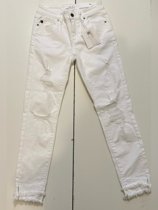 KanCan Denim - KanCan White Ripped Skinny Jeans with Frayed Ankles